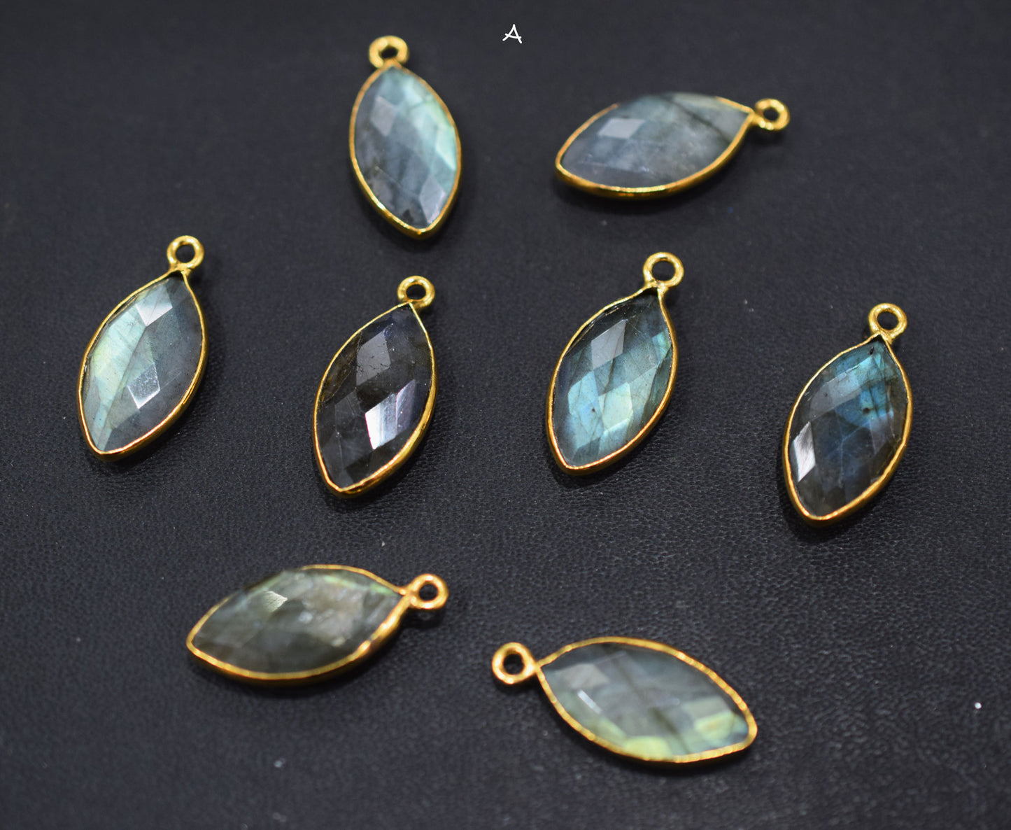 Labradorite Faceted Marquise Shape Double Bail Connector , Labradorite Single Bail Bezel Connector , Sold By Piece , 10x20 mm , RB-6646