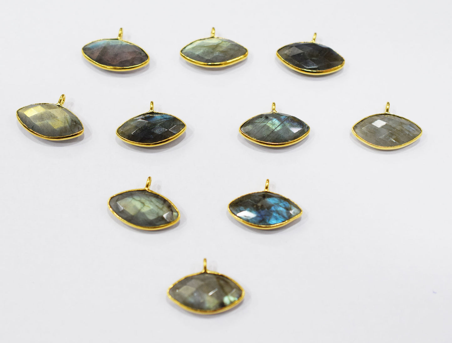 Labradorite Faceted Marquise Shape Single Bail Connector , Sold By Piece , 10x20 mm , RB-6648