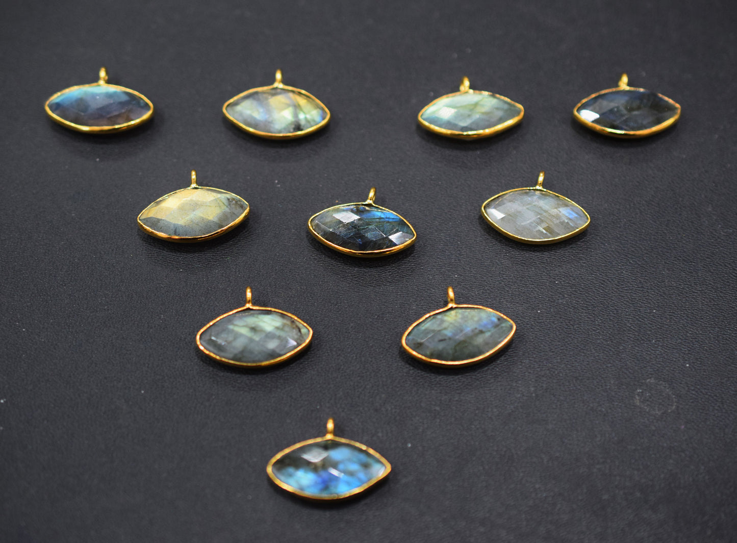 Labradorite Faceted Marquise Shape Single Bail Connector , Sold By Piece , 10x20 mm , RB-6648