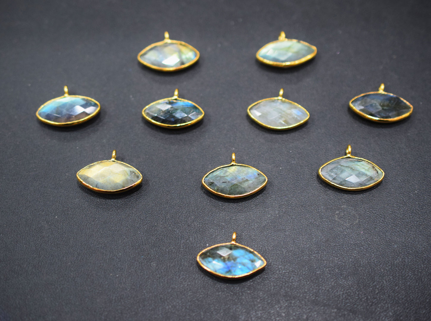 Labradorite Faceted Marquise Shape Single Bail Connector , Sold By Piece , 10x20 mm , RB-6648