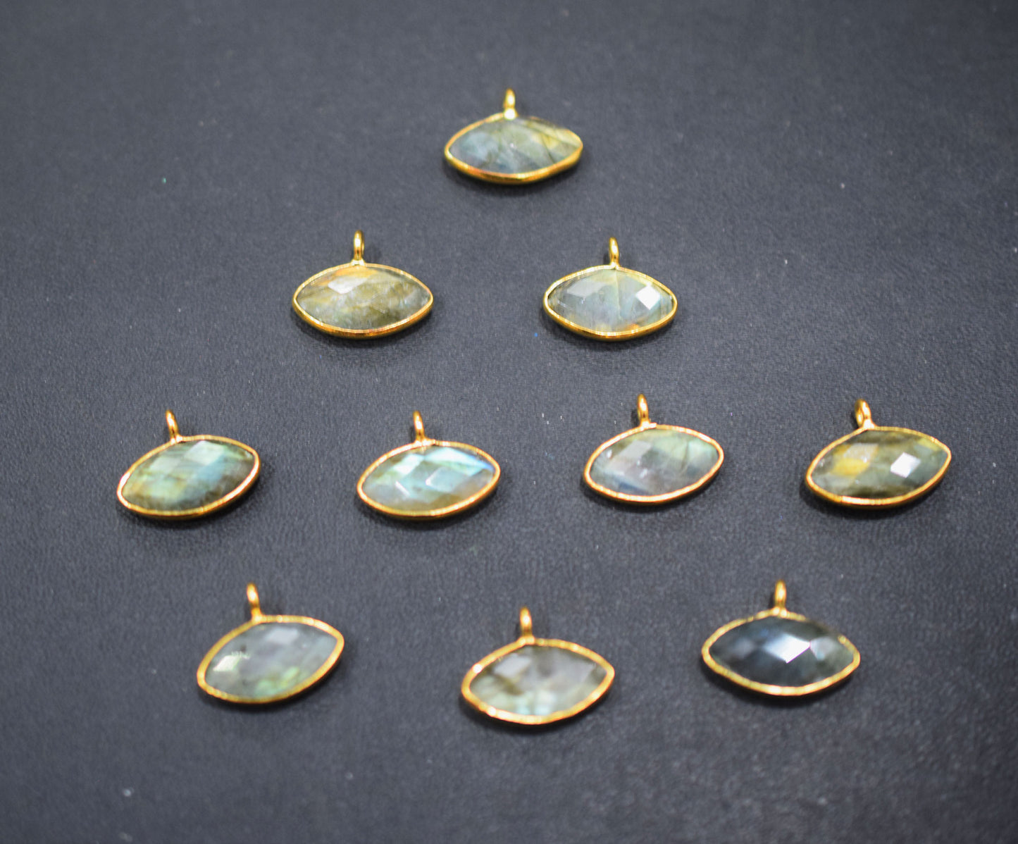 Labradorite Faceted Marquise Shape Single Bail Connector , Sold By Piece , 9x17 mm , RB-6651