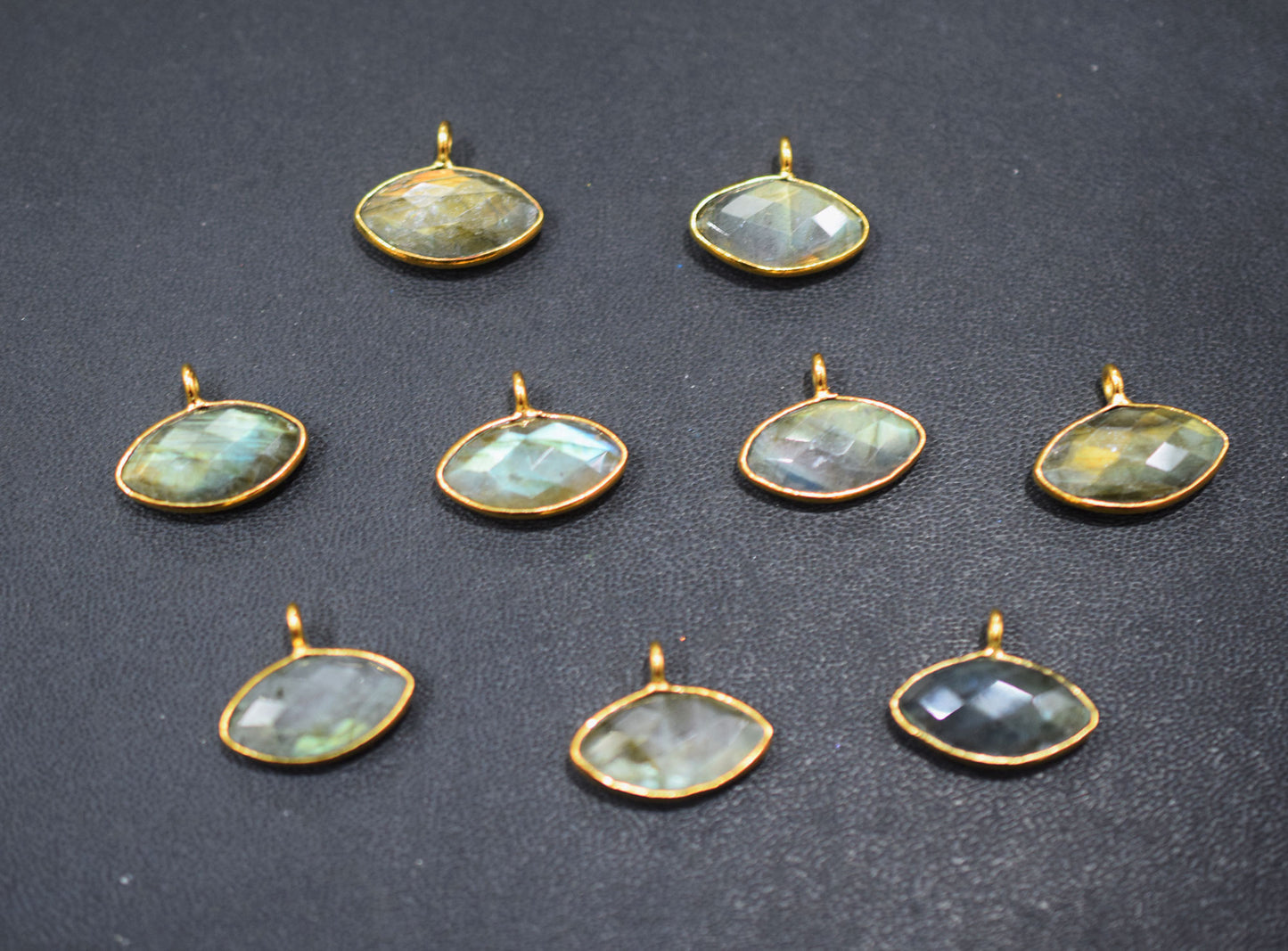 Labradorite Faceted Marquise Shape Single Bail Connector , Sold By Piece , 9x17 mm , RB-6651