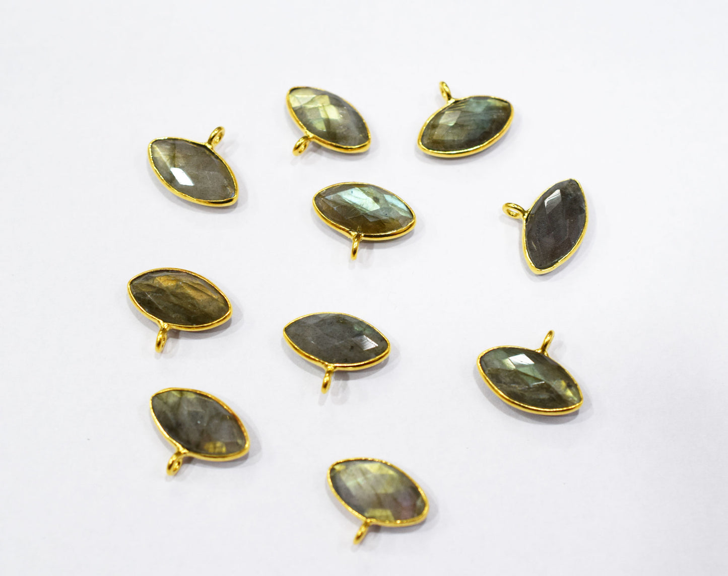 Labradorite Faceted Marquise Shape Single Bail Connector , Sold By Piece , 9x17 mm , RB-6651