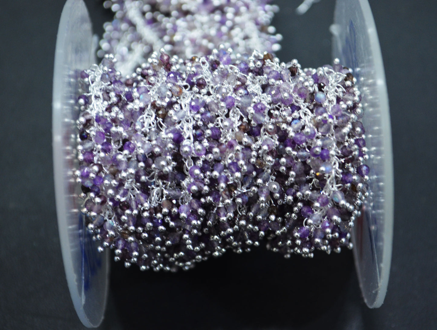 Purple Labradorite Faceted Round Shape Grape Chain , 3 mm , RB-6661