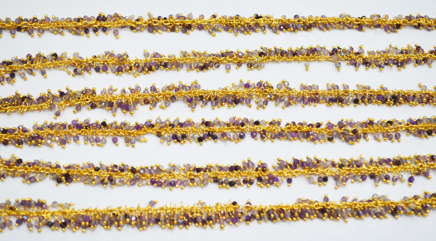 Purple Labradorite Faceted Round Shape Grape Chain , 3 mm , RB-6661