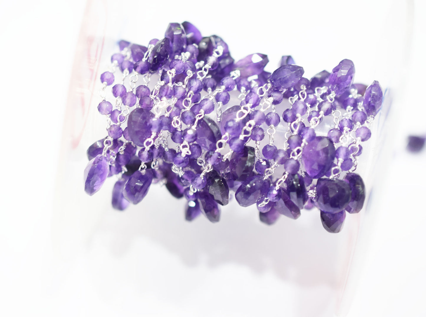 Amethyst Faceted Rondelle Shape Rosary Beaded Chain , Sold By Foot , 2.75 - 8 mm , RB-6665