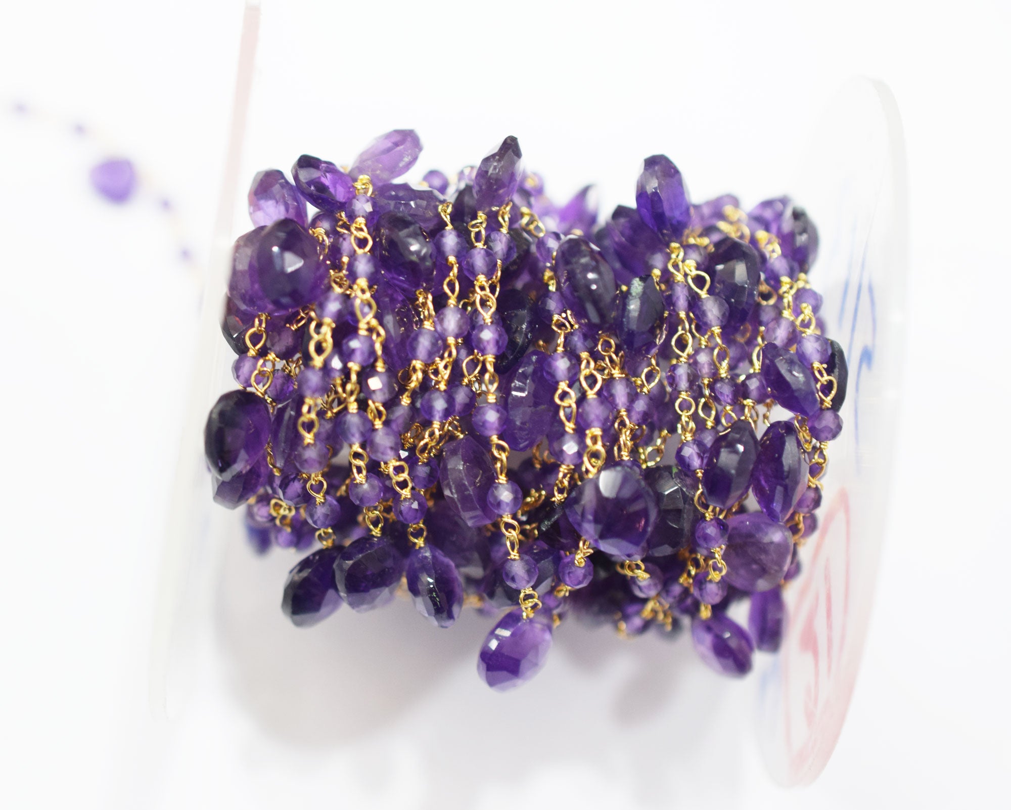 Amethyst Faceted Rondelle Shape Rosary Beaded Chain , Sold By Foot , 2.75 - 8 mm , RB-6665