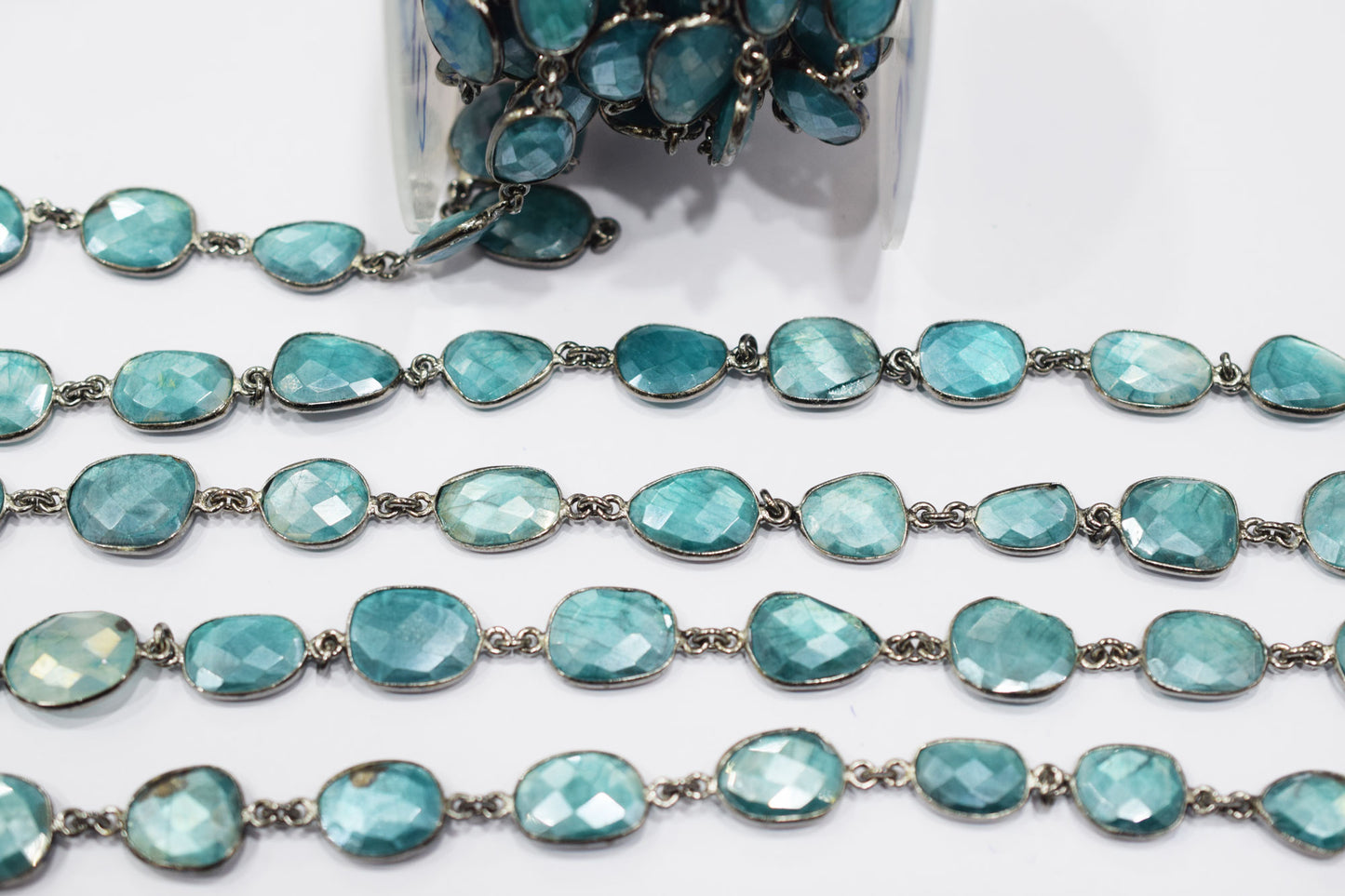 Ocean Green Slice Shape Connector Chain , 13x17 - 15x18 mm , RB-6666