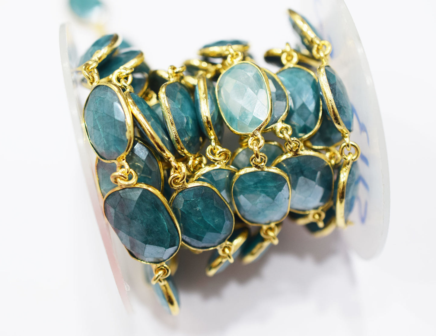 Ocean Green Slice Shape Connector Chain , 13x17 - 15x18 mm , RB-6666