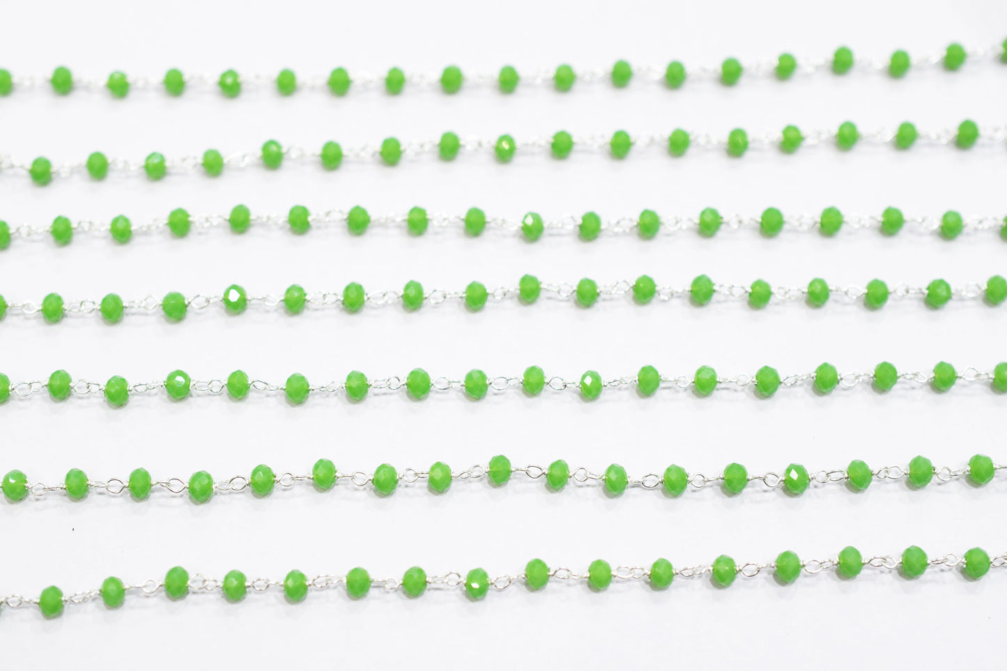 Mint Chrysoprase Hydro Quartz Faceted Rondelle Shape Rosary Beaded Chain , Sold By Foot , 3.50 - 4 mm , RB-6671
