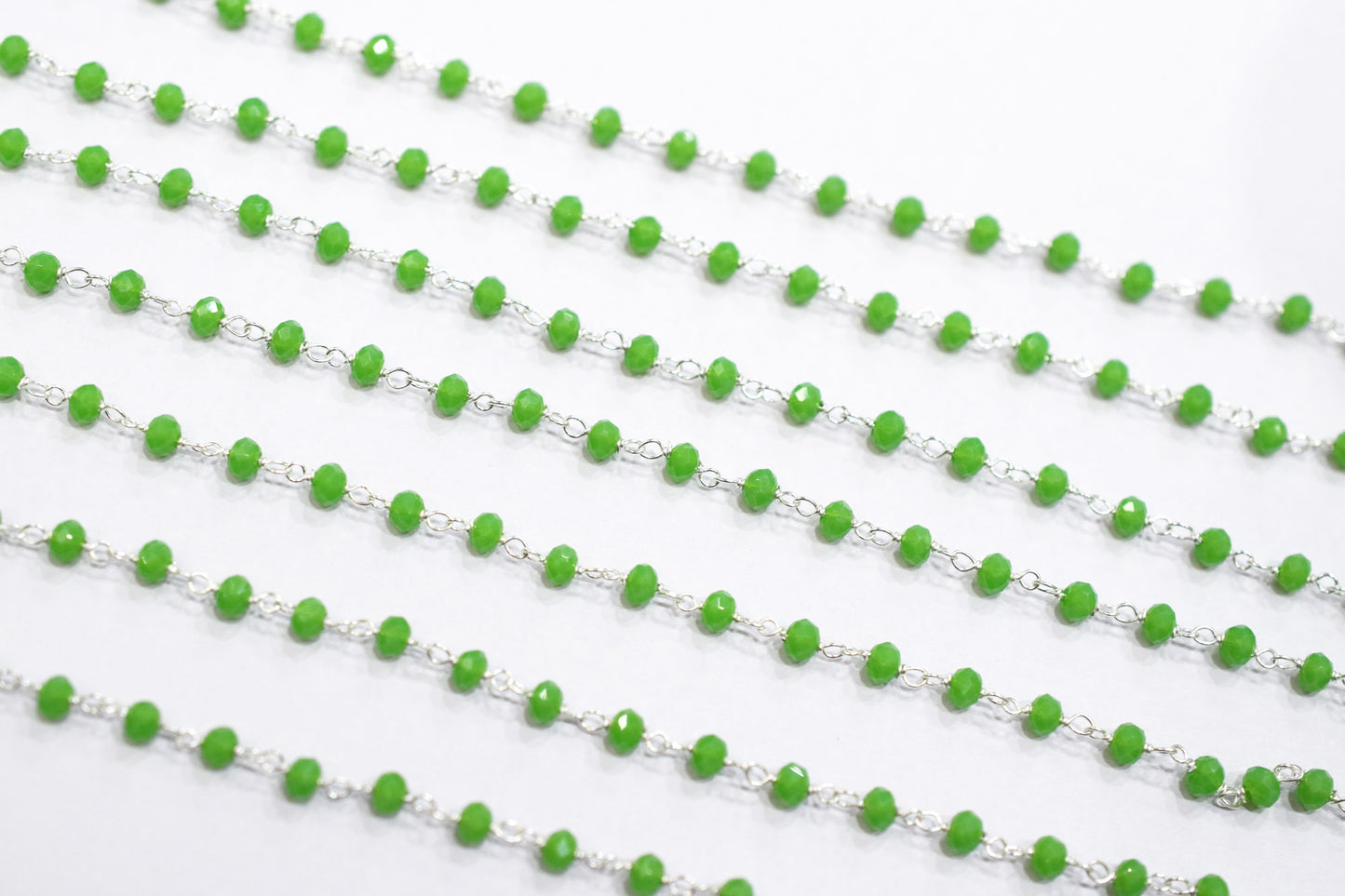 Mint Chrysoprase Hydro Quartz Faceted Rondelle Shape Rosary Beaded Chain , Sold By Foot , 3.50 - 4 mm , RB-6671
