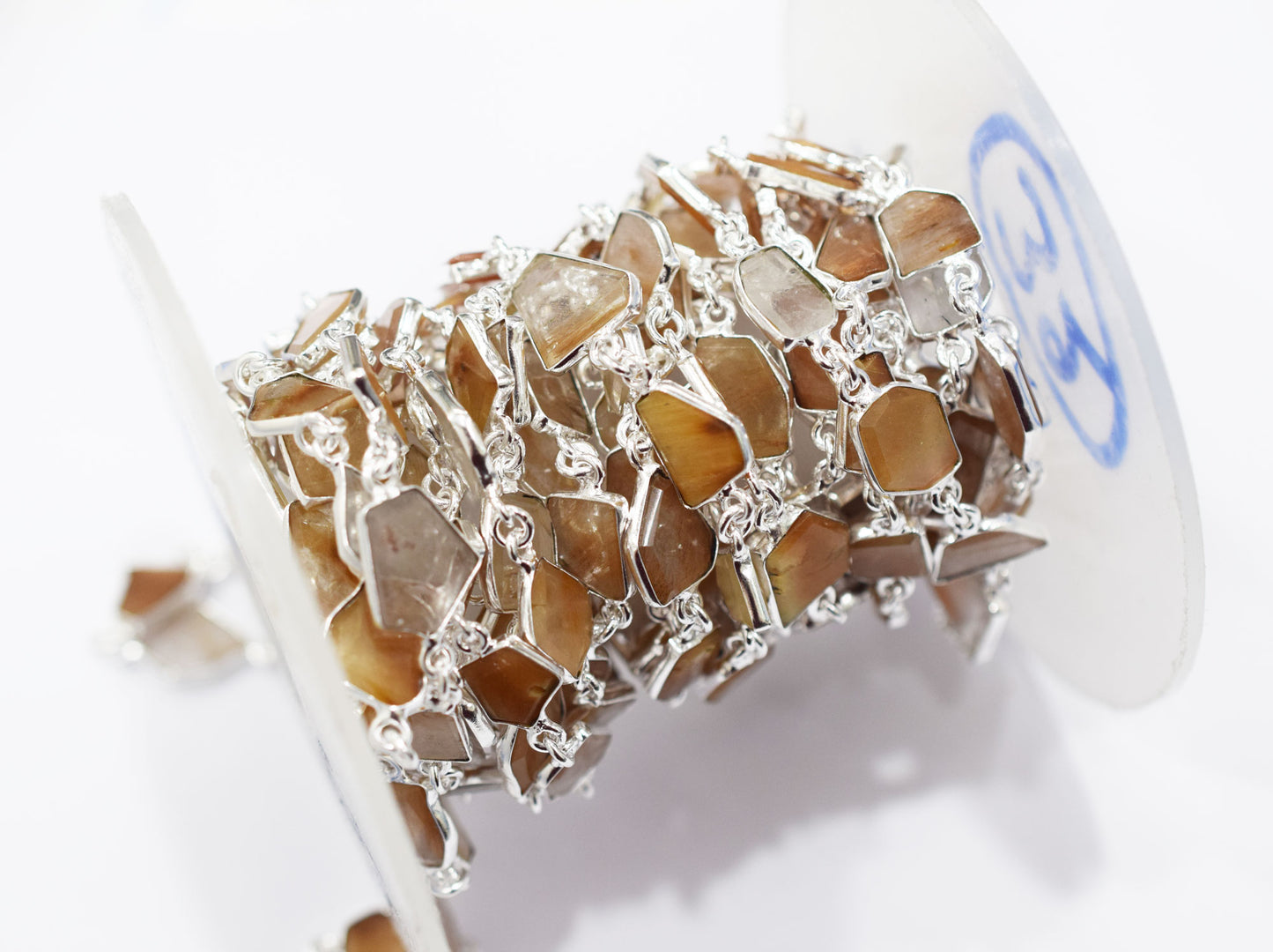 Camel Rutile Fancy Cut Shape Connector Chain , 7x9 - 13x15 mm , RB-6680