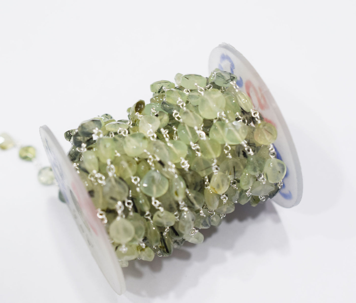 Prehnite Faceted Heart Shape Rosary Beaded Chain , 6x6 - 8x8 mm , RB-6682