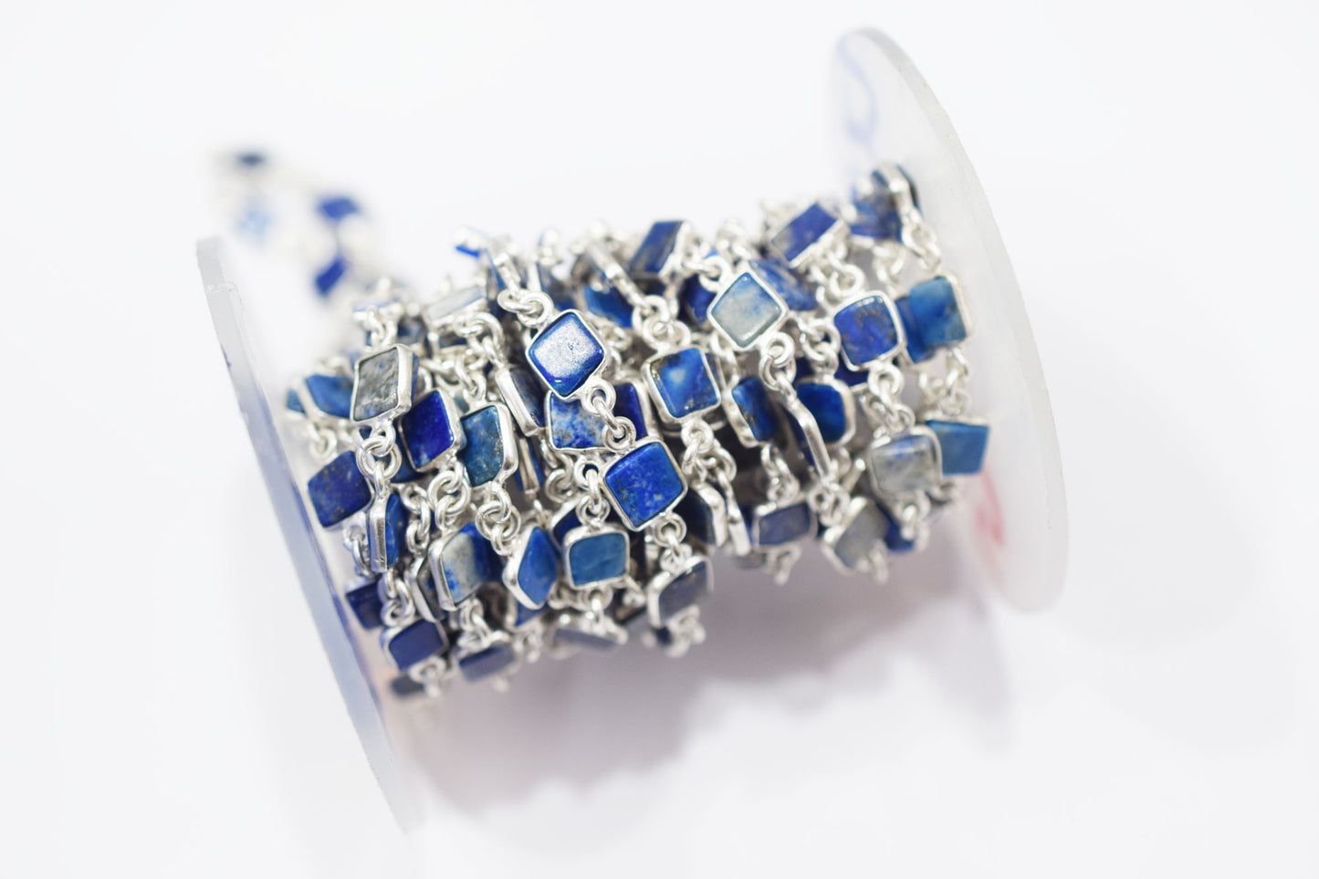 Lapis Lazuli Smooth Flat Square Shape Connector Chain , 6 - 7 mm , RB-6692