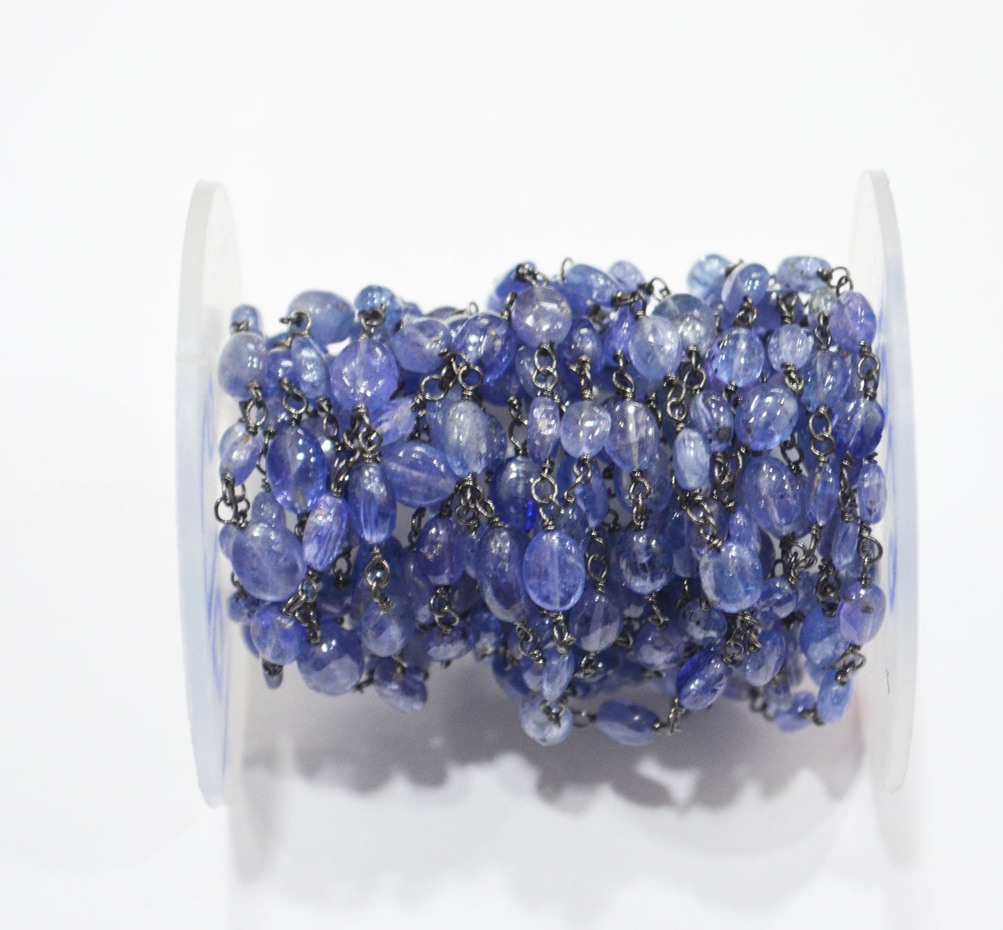 Tanzanite Smooth Oval Shape Rosary Beaded Chain , 3x4 - 4x5 mm , 6701