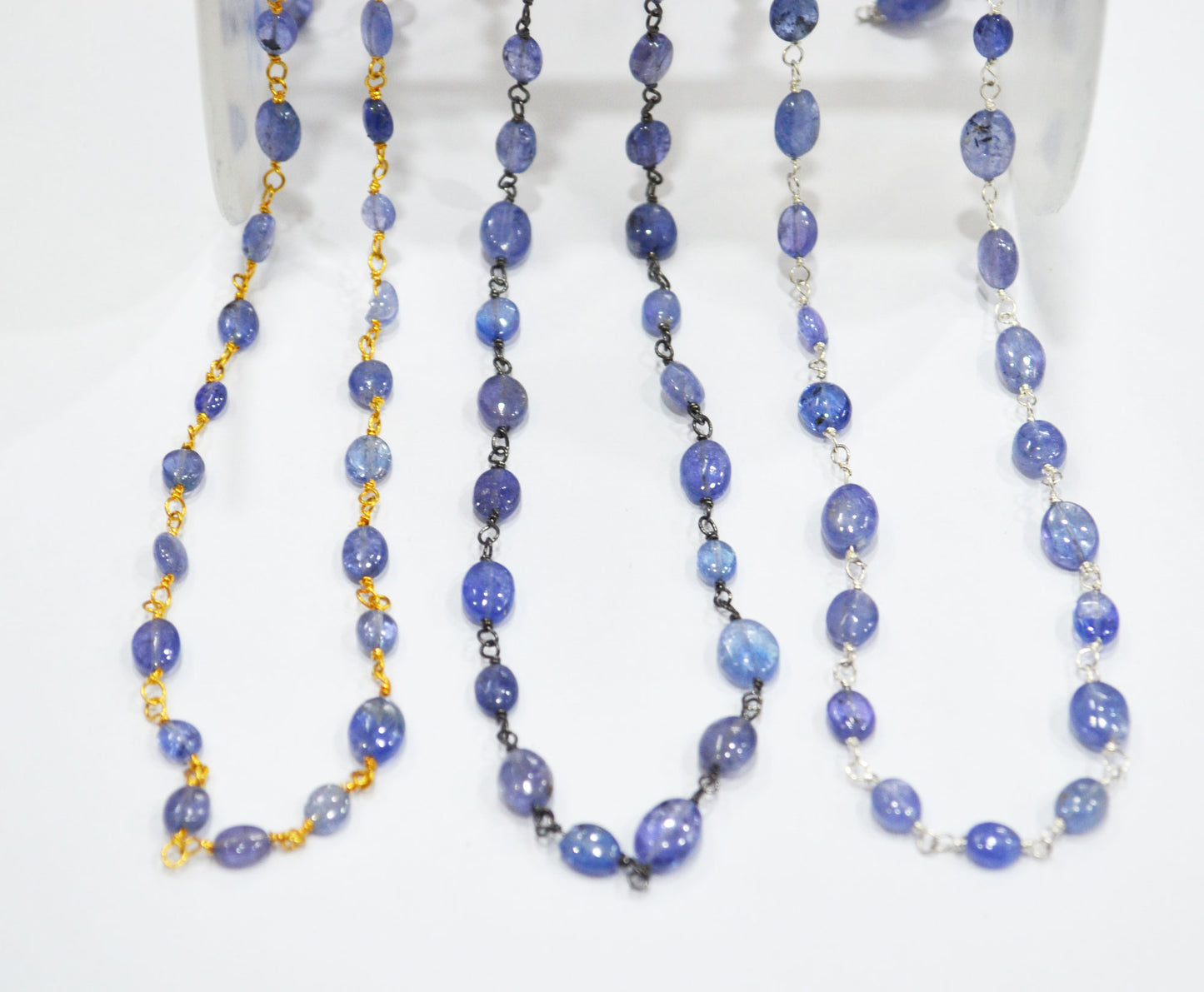 Tanzanite Smooth Oval Shape Rosary Beaded Chain , 3x4 - 4x5 mm , 6701