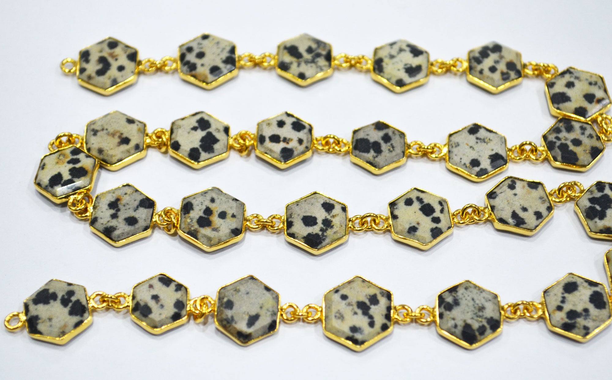 Dalmatian Crown Cut Hexagon Shape Connector Chain , 12 - 14 mm , RB-6703