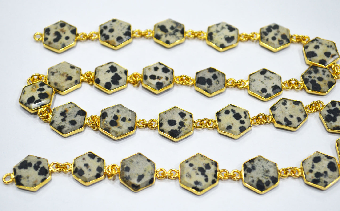 Dalmatian Crown Cut Hexagon Shape Connector Chain , 12 - 14 mm , RB-6703