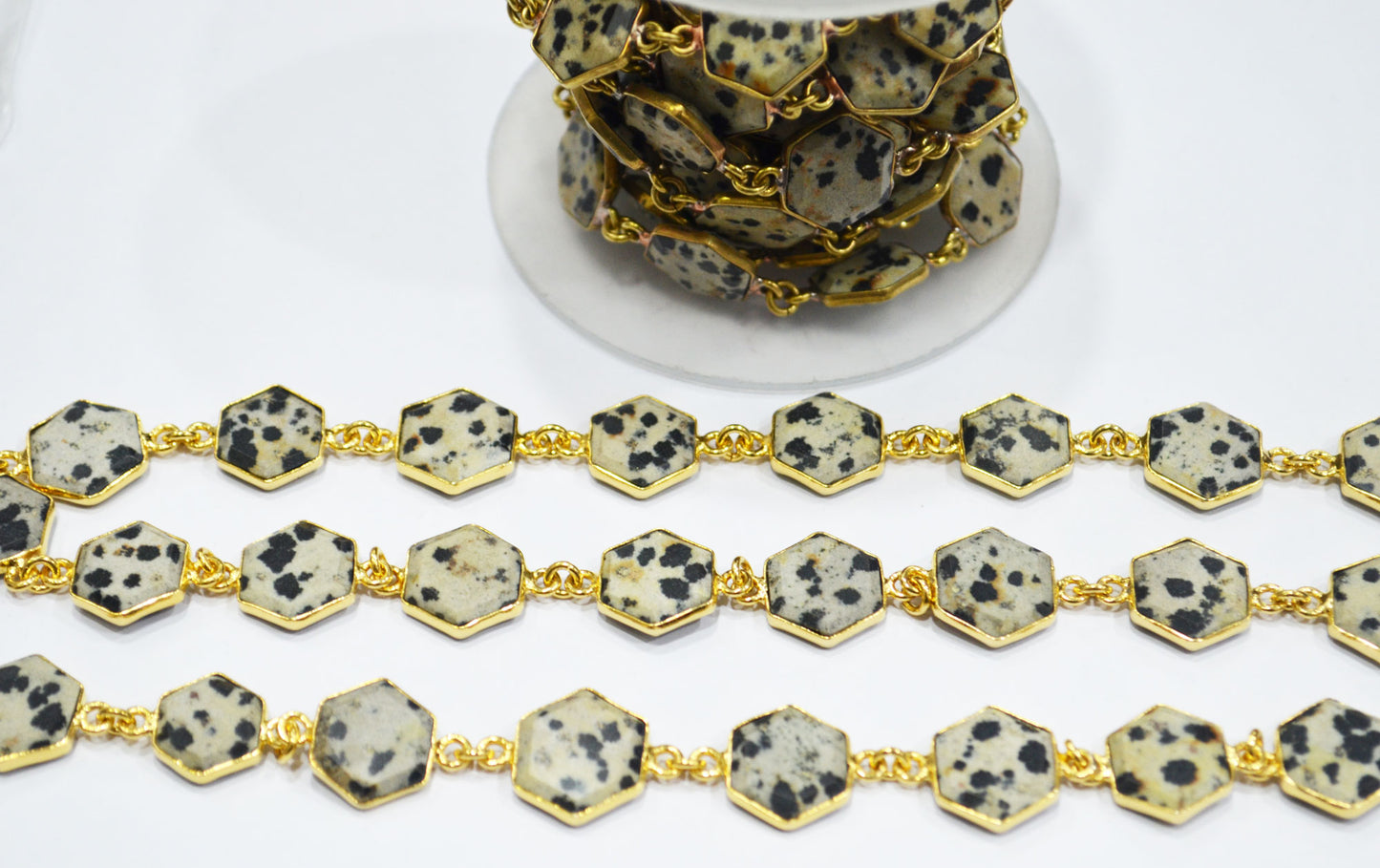 Dalmatian Crown Cut Hexagon Shape Connector Chain , 12 - 14 mm , RB-6703