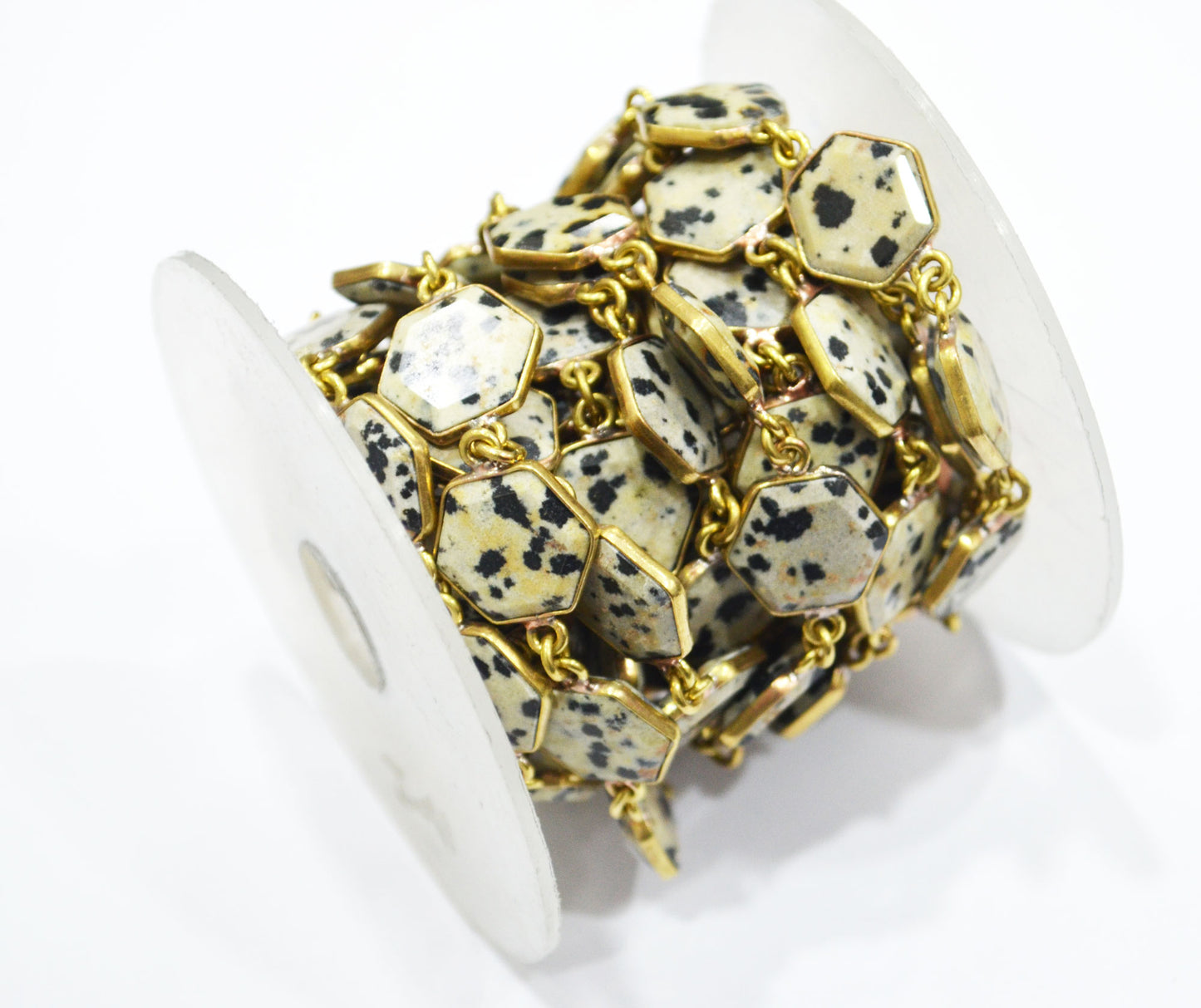 Dalmatian Crown Cut Hexagon Shape Connector Chain , 12 - 14 mm , RB-6703