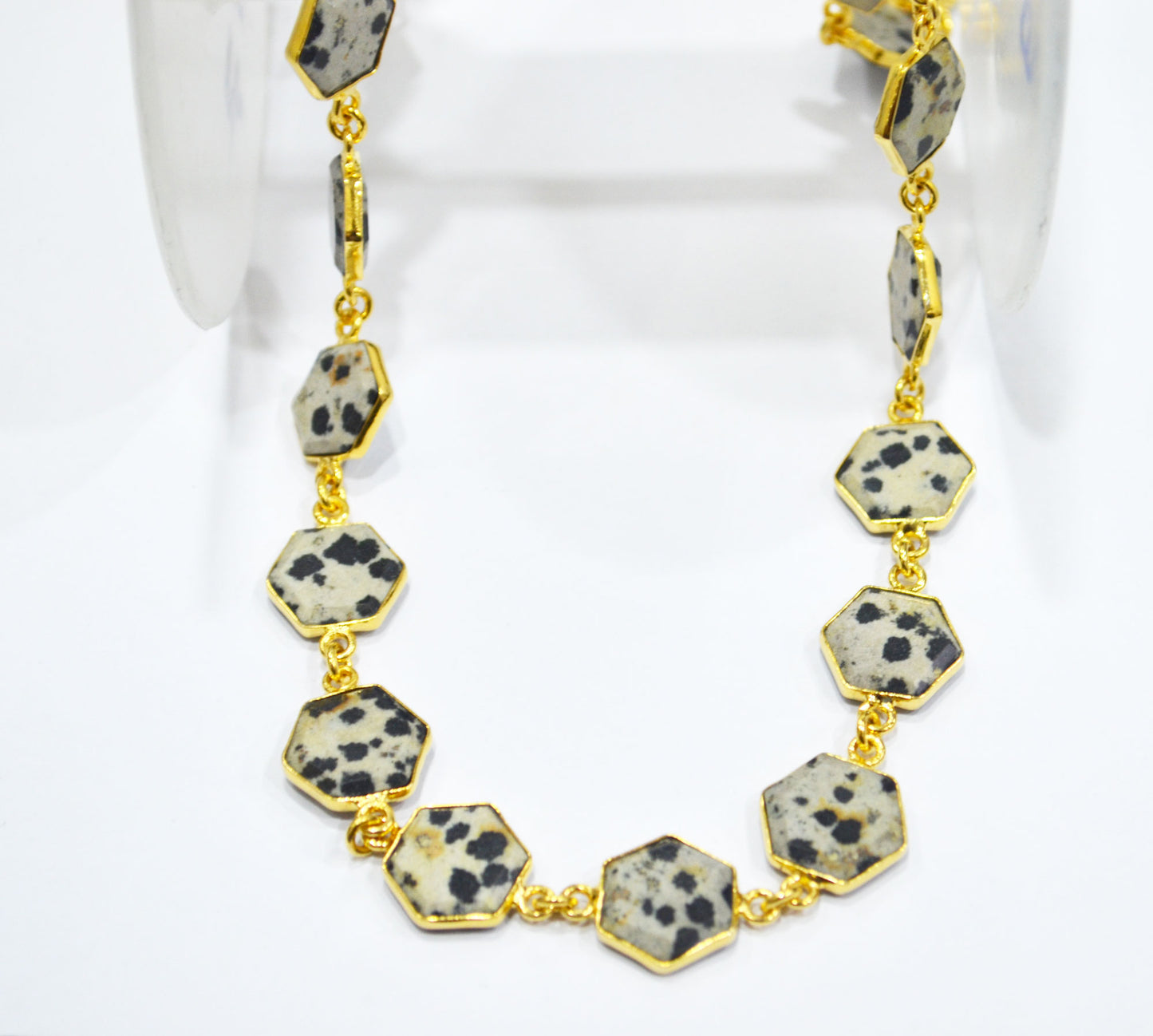 Dalmatian Crown Cut Hexagon Shape Connector Chain , 12 - 14 mm , RB-6703