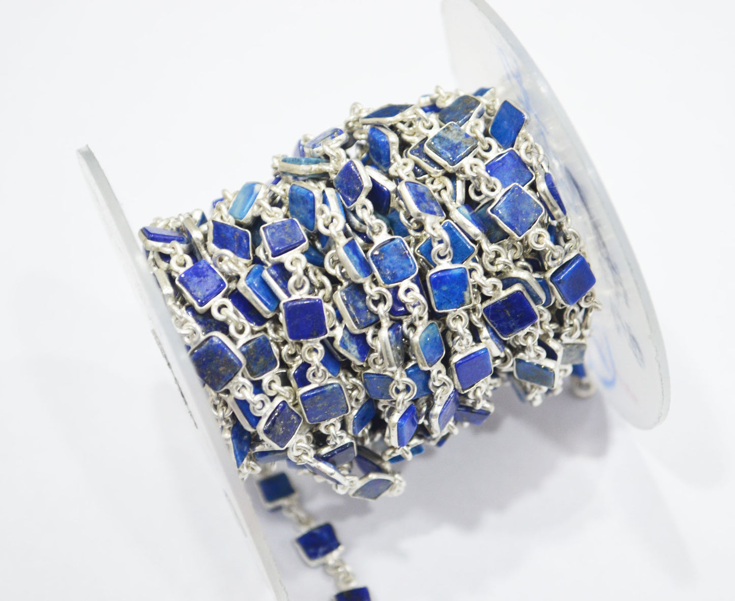 Lapis Lazuli Smooth Flat Square Shape Connector Chain , 5 - 6 mm , RB-6726