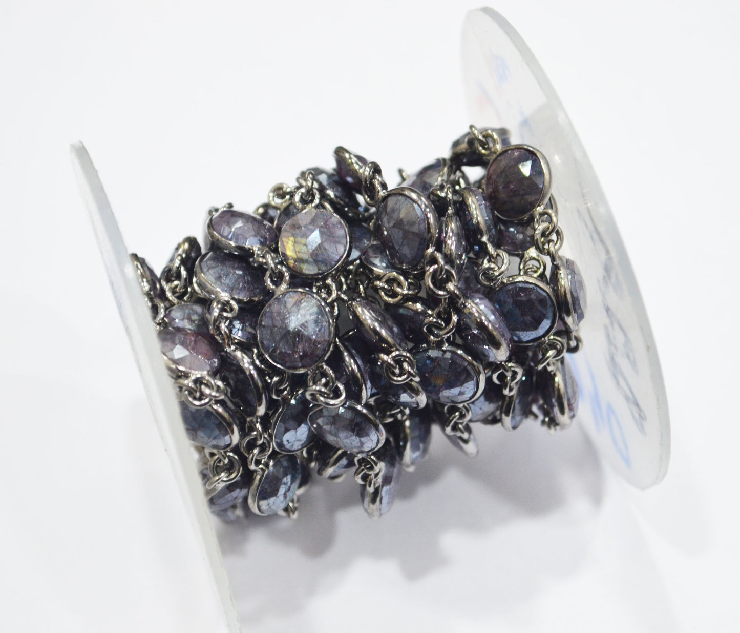 Mystic Coated Purple Labradorite Faceted Coin Shape Connector Chain , 10 - 11 mm , 6728