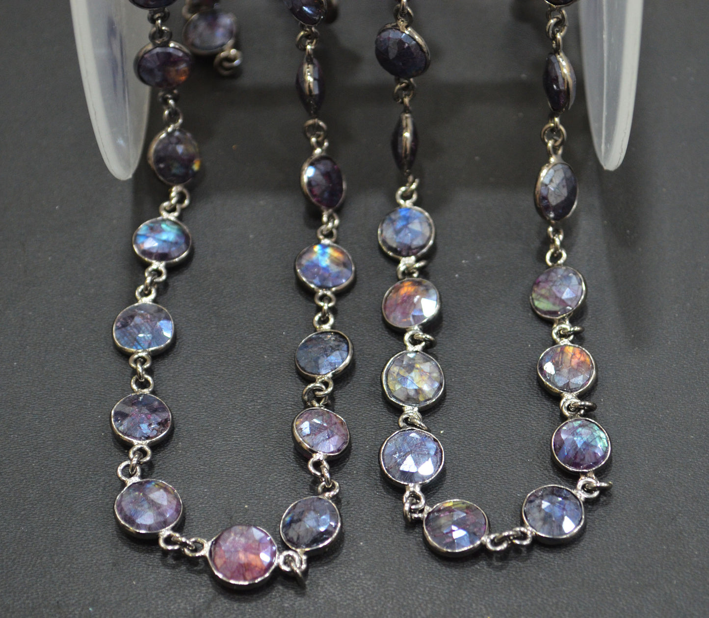 Mystic Coated Purple Labradorite Faceted Coin Shape Connector Chain , 10 - 11 mm , 6728