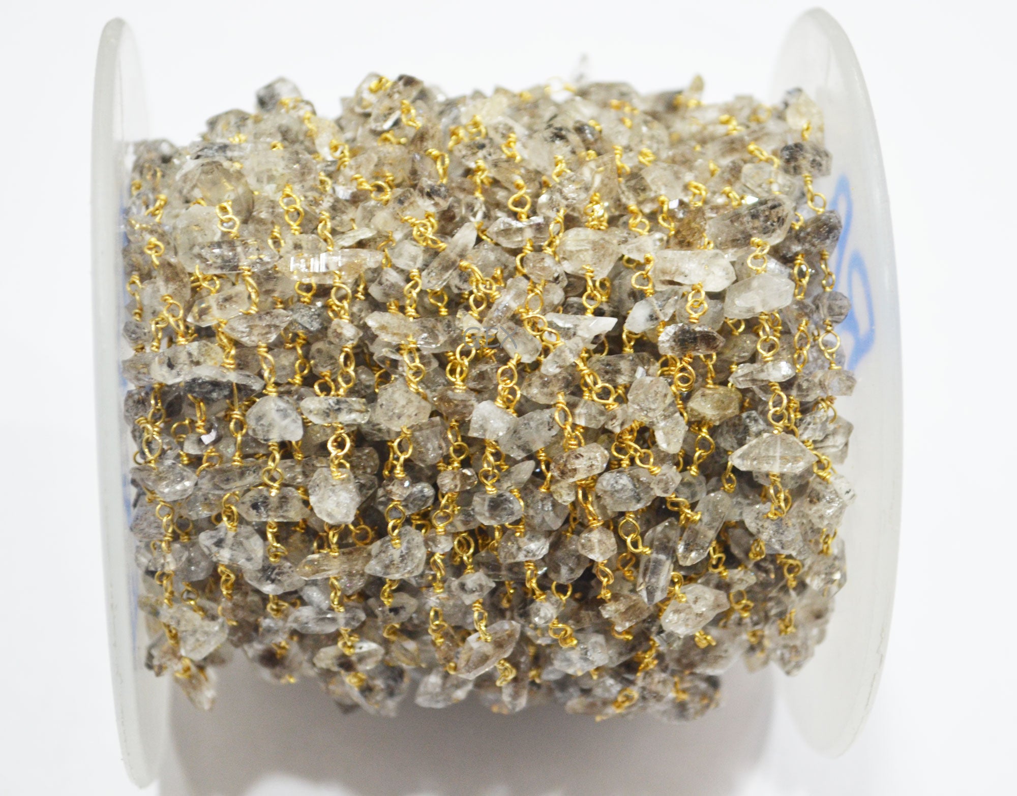 Herkimer Irregular Flat Chips Rosary Beaded Chain , 3 - 9 mm , RB-6733