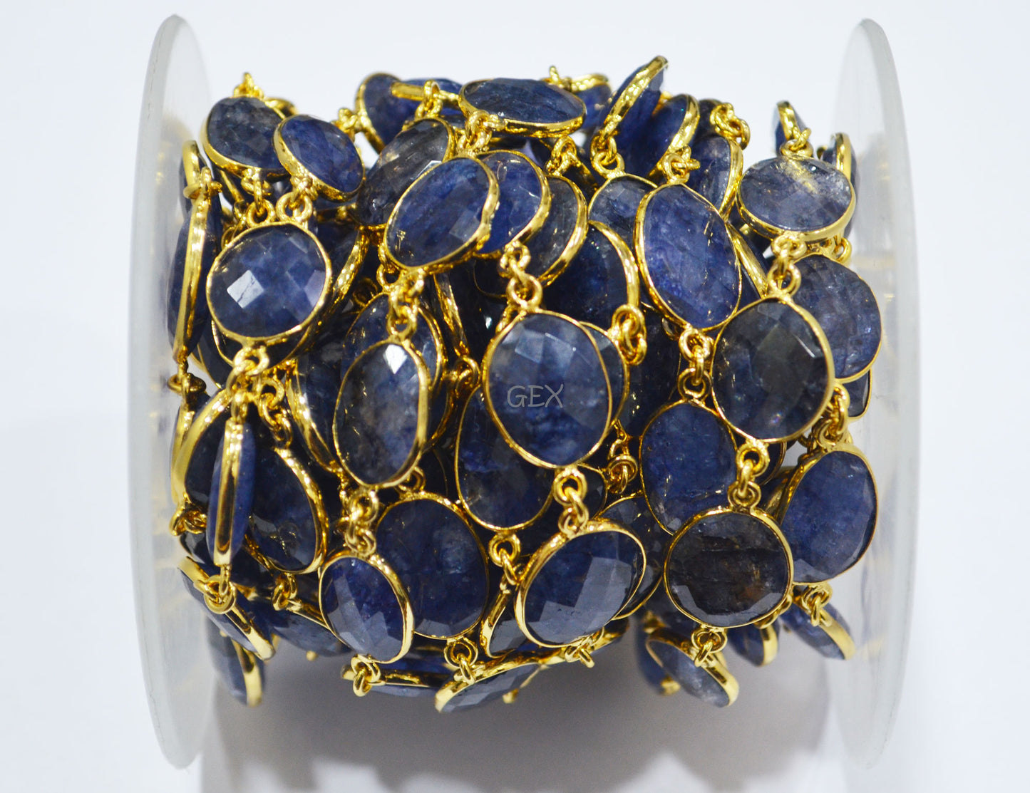 Beryl Sapphire Faceted Free Form Shape Connector Chain , 16 - 20 mm , RB-6738