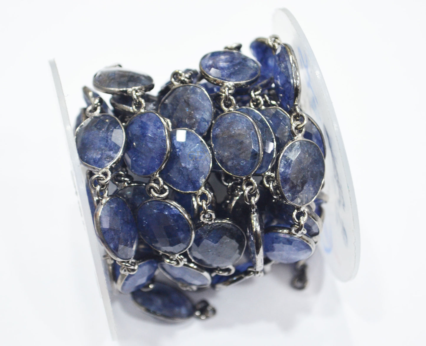 Beryl Sapphire Faceted Free Form Shape Connector Chain , 16 - 20 mm , RB-6738