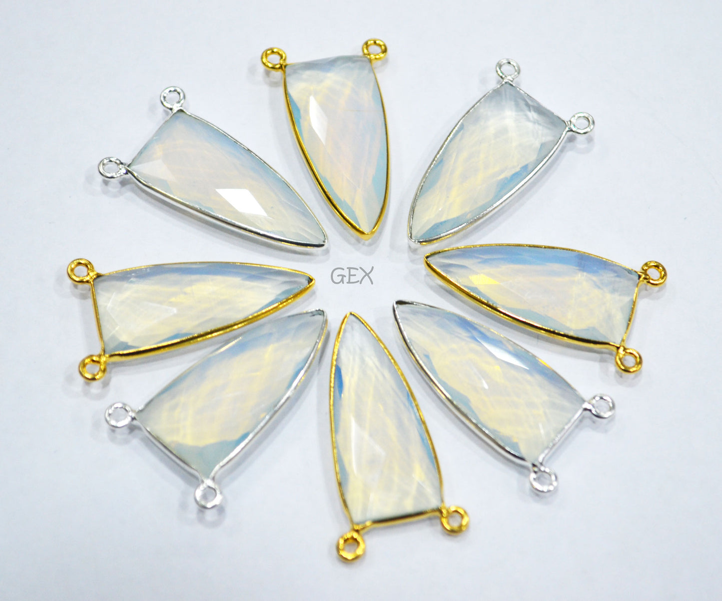Opalite Faceted Arrowhead Shape Connector , Sold By Piece , 14x28 mm , RB-6741