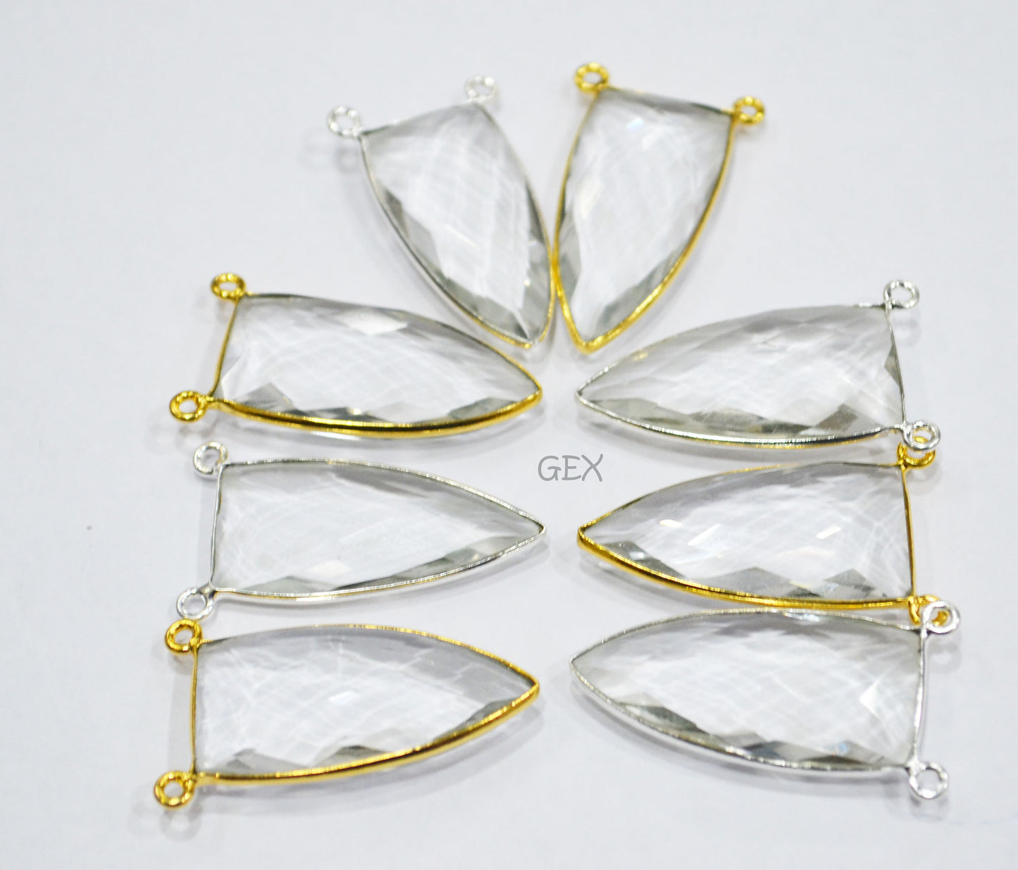 Crystal Hydro Quartz Faceted Arrowhead Shape Connector , Sold By Piece , 14x28 mm , RB-6742