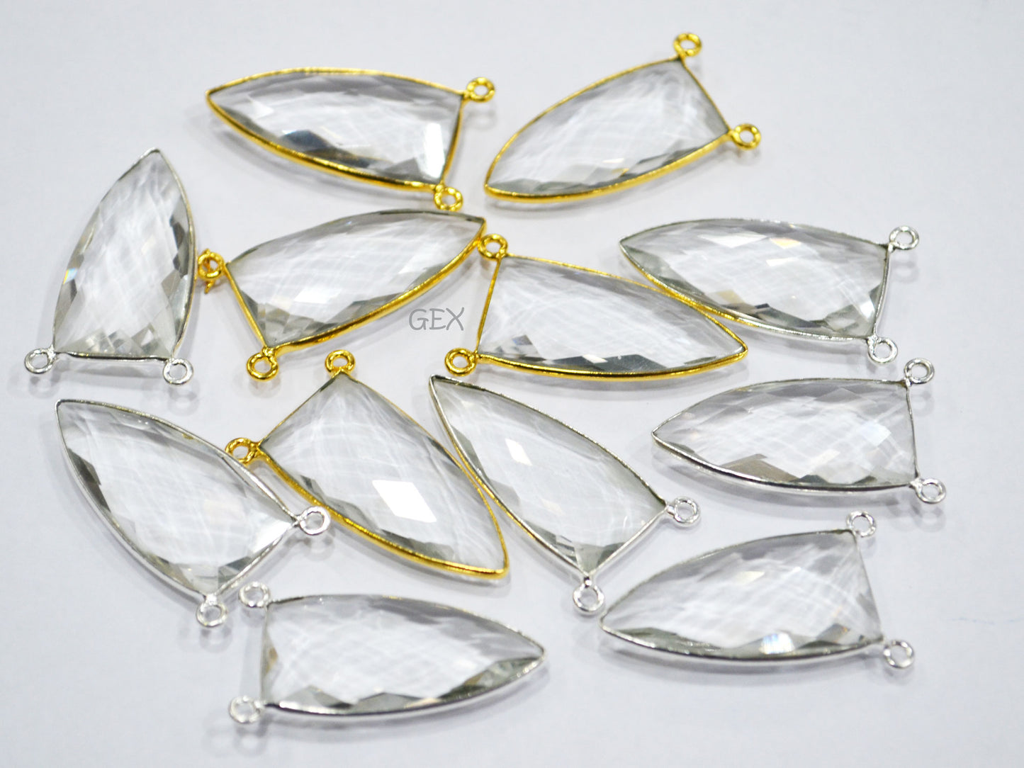 Crystal Hydro Quartz Faceted Arrowhead Shape Connector , Sold By Piece , 14x28 mm , RB-6742