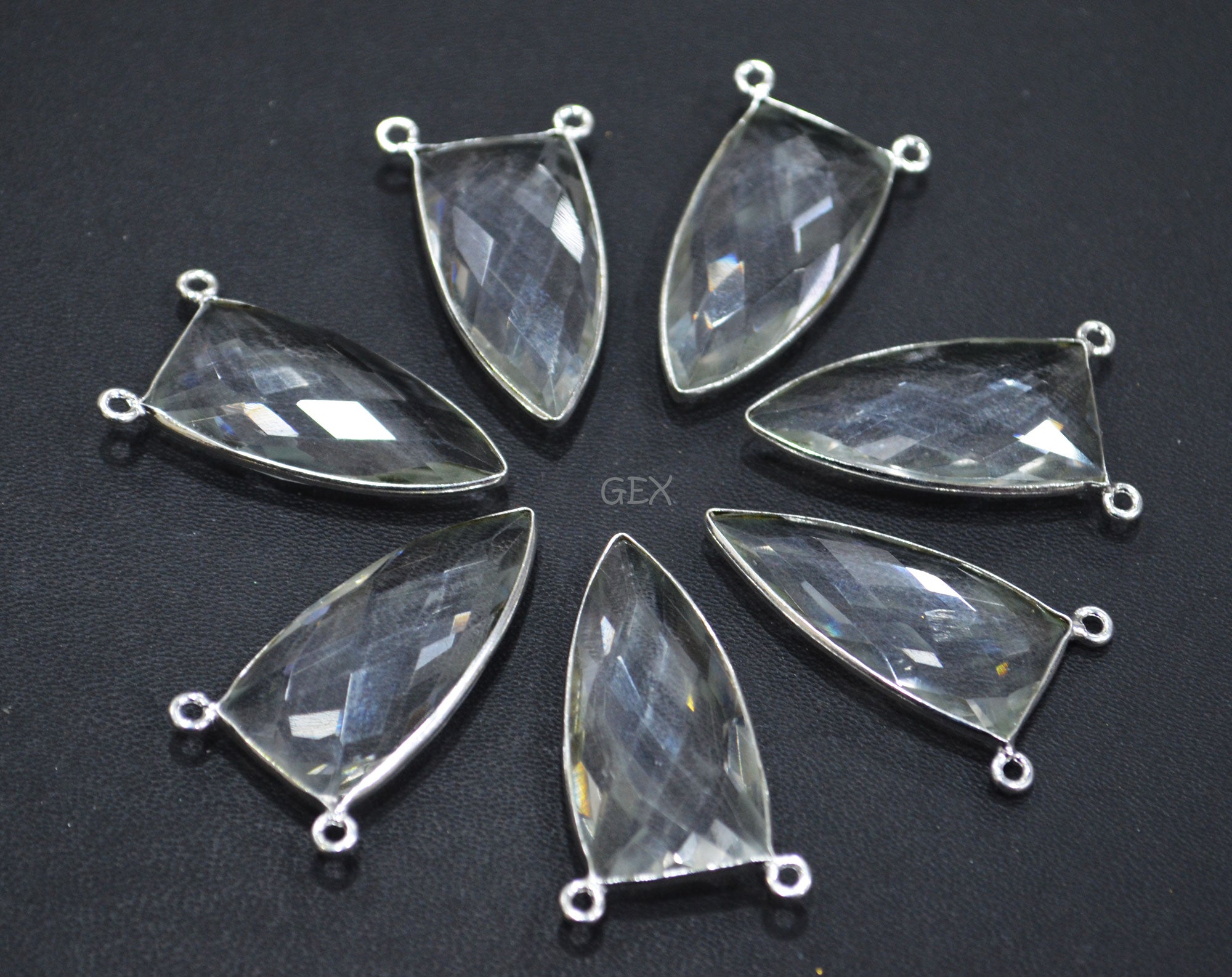Crystal Hydro Quartz Faceted Arrowhead Shape Connector , Sold By Piece , 14x28 mm , RB-6742