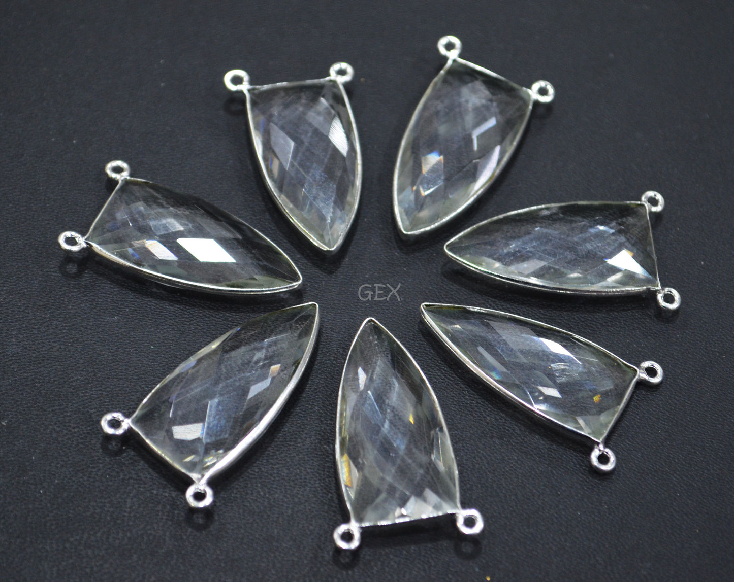 Crystal Hydro Quartz Faceted Arrowhead Shape Connector , Sold By Piece , 14x28 mm , RB-6742