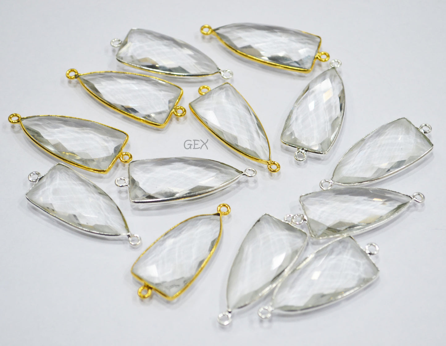Crystal Hydro Quartz Faceted Arrowhead Shape Connector , Sold By Piece , 14x28 mm , RB-6743