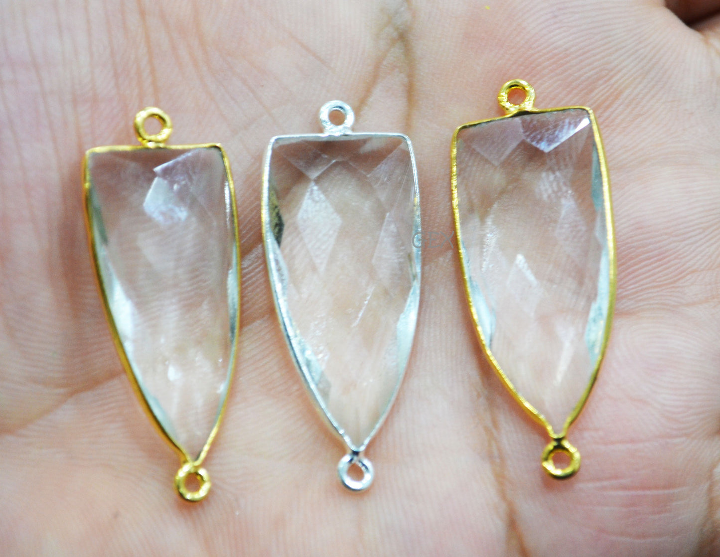 Crystal Hydro Quartz Faceted Arrowhead Shape Connector , Sold By Piece , 14x28 mm , RB-6743