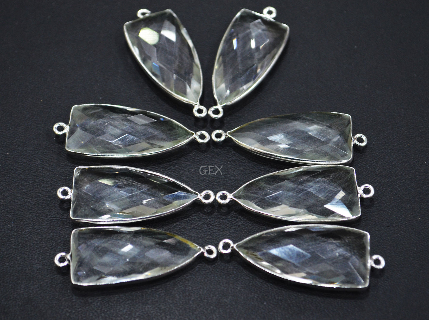 Crystal Hydro Quartz Faceted Arrowhead Shape Connector , Sold By Piece , 14x28 mm , RB-6743