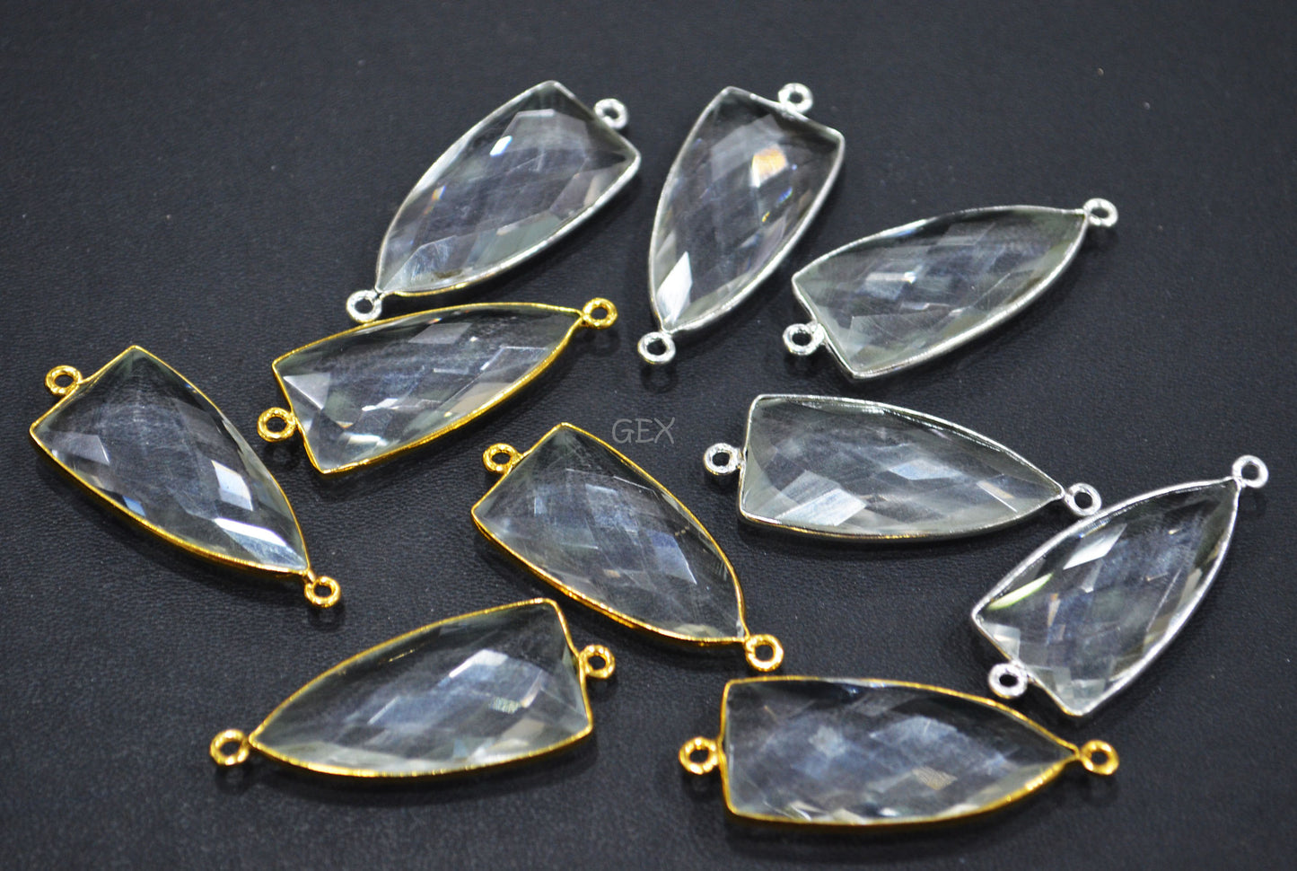 Crystal Hydro Quartz Faceted Arrowhead Shape Connector , Sold By Piece , 14x28 mm , RB-6743