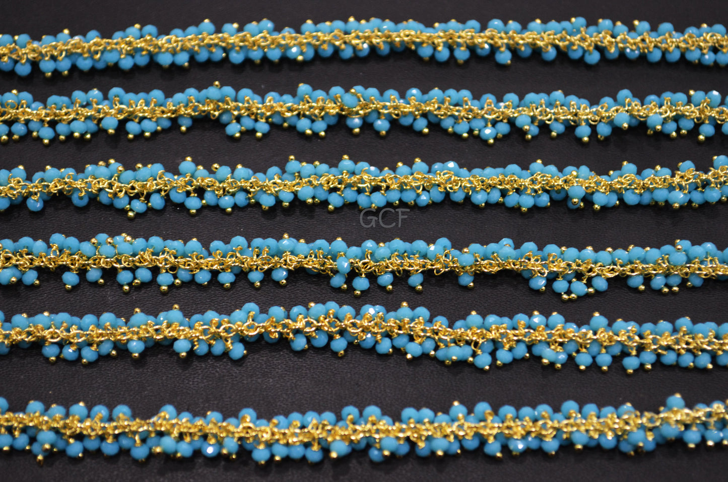 Blue Opal Hydro Quartz Faceted Rondelle Shape Grape Chain , Blue Opal Quartz Angoori Cluster Wire Wrapped Chain , 3 mm , 6876