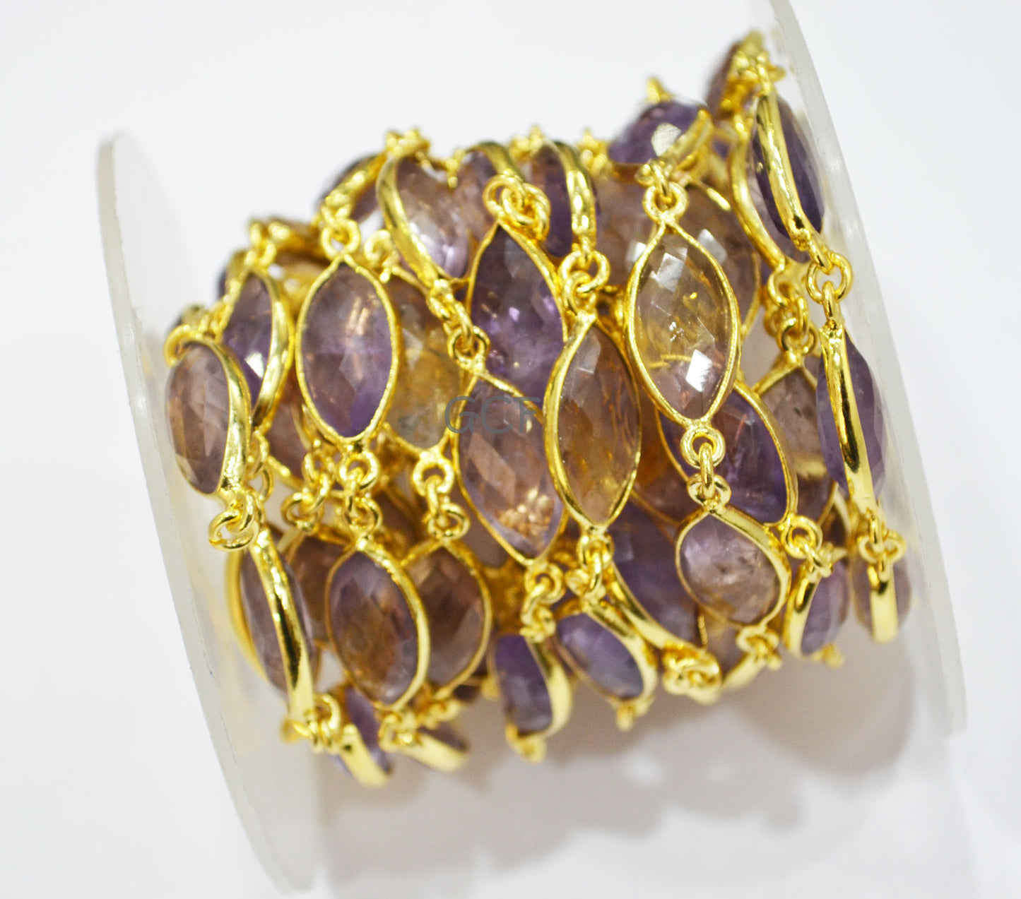 Ametrine Faceted Marquise Shape Connector Chain , Ametrine Marquise Shape Bezel Link Chain , 8x15 - 9x16 mm , 6884