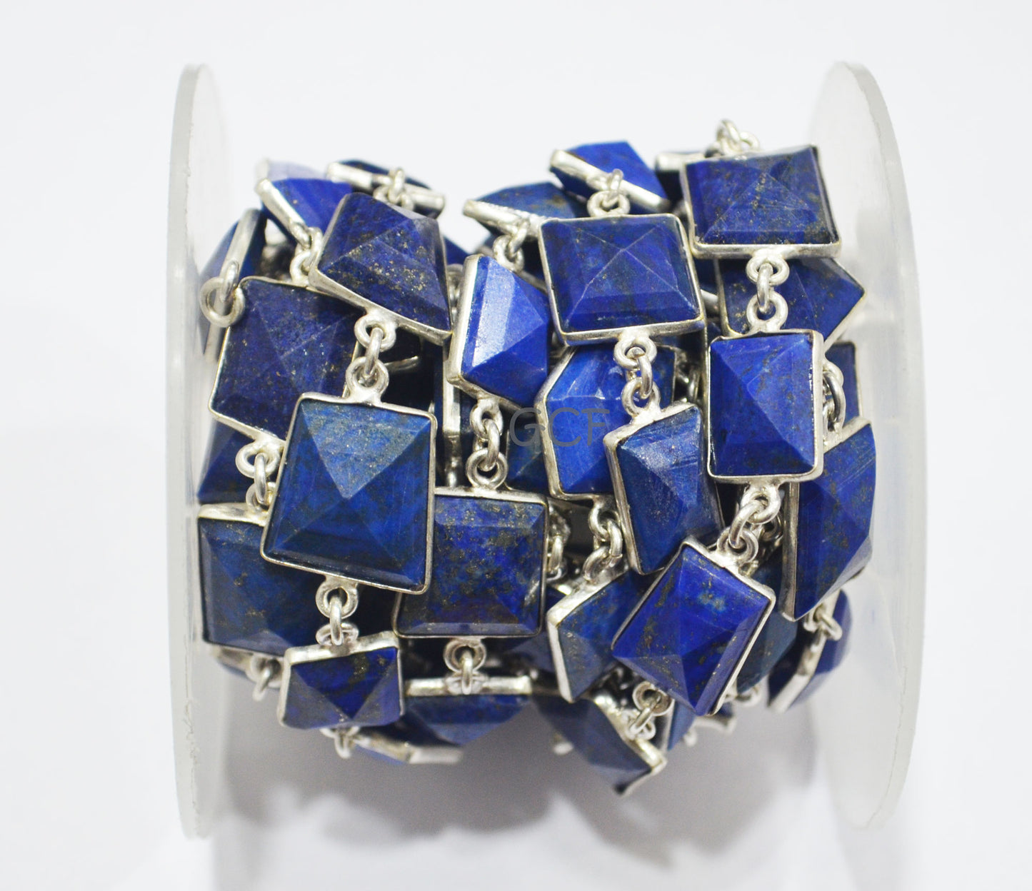 Lapis Lazuli Fancy Cut Faceted Connector Chain , Lapis Lazuli Fancy Cut Bezel Link Chain , 10x11 - 14x15 mm , 6898