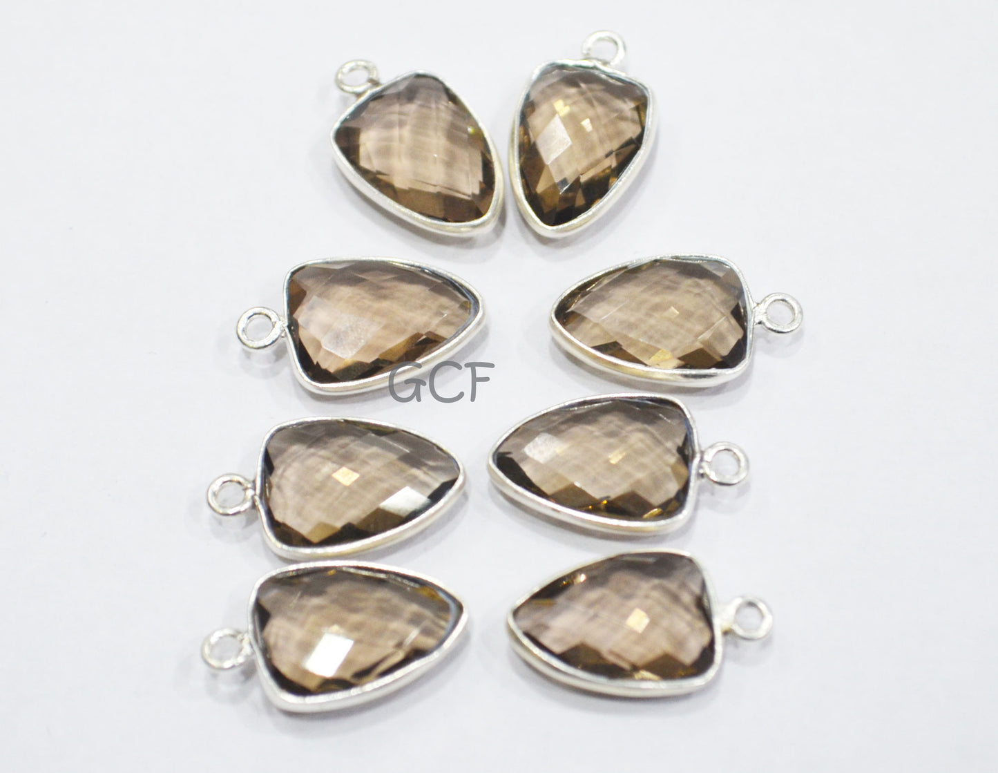 Smoky Hydro Glass Trillion Shape Single Bail Connector , Smoky Hydro Glass Faceted Connector , Sold By Piece , 10x14 mm , RB-6910