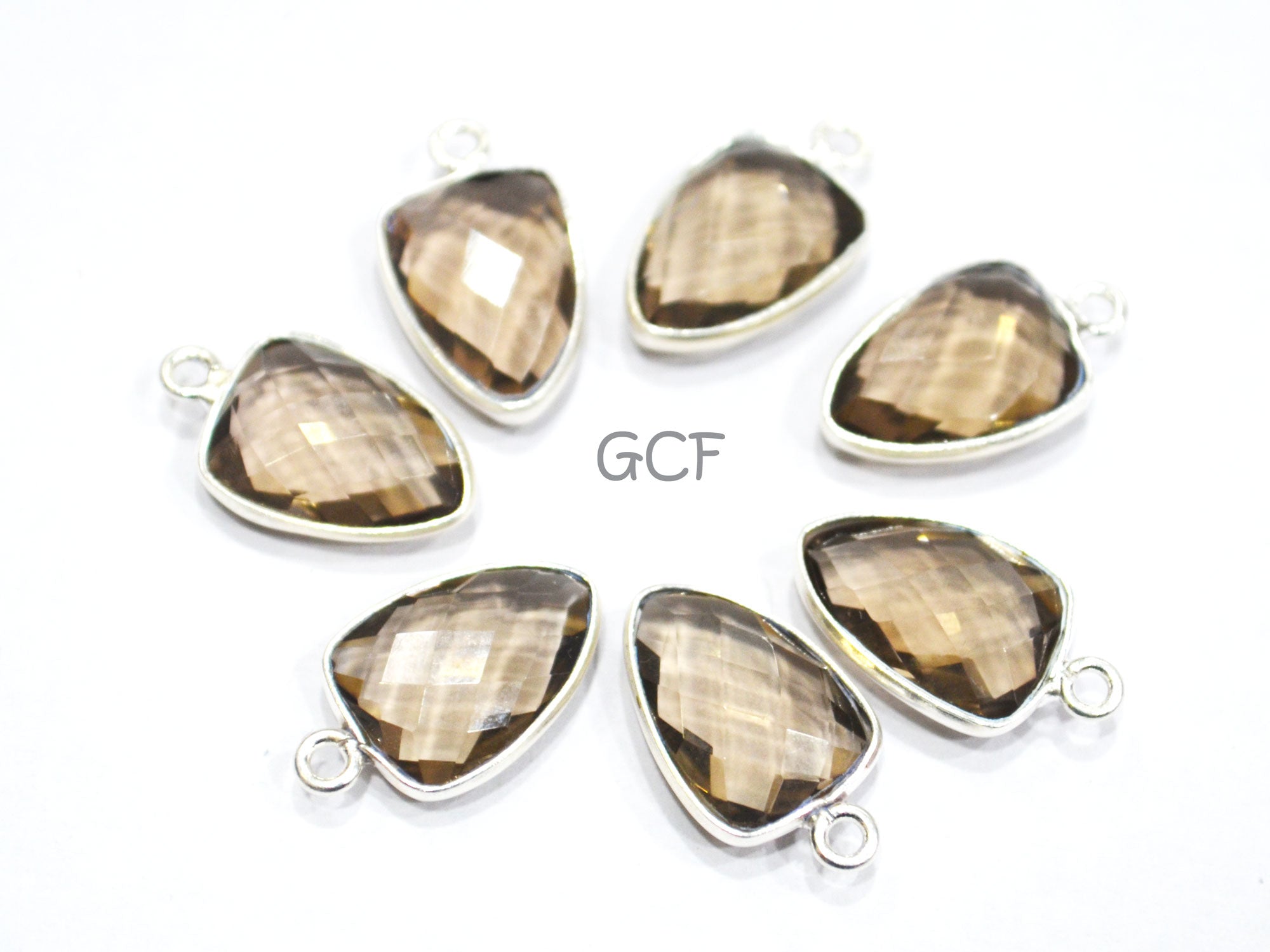 Smoky Hydro Glass Trillion Shape Single Bail Connector , Smoky Hydro Glass Faceted Connector , Sold By Piece , 10x14 mm , RB-6910