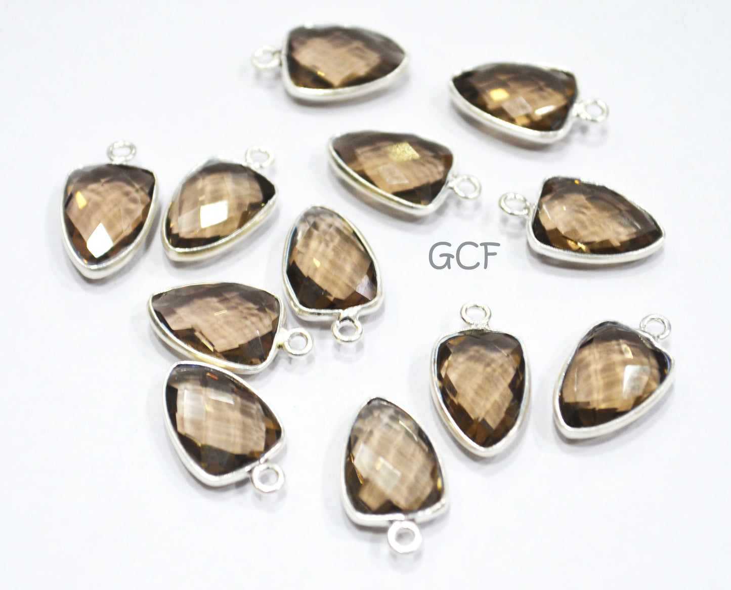 Smoky Hydro Glass Trillion Shape Single Bail Connector , Smoky Hydro Glass Faceted Connector , Sold By Piece , 10x14 mm , RB-6910