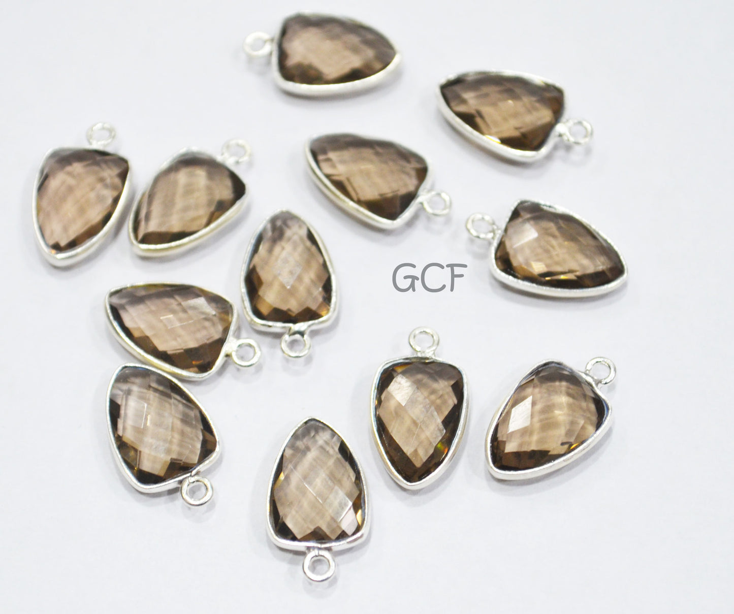 Smoky Hydro Glass Trillion Shape Single Bail Connector , Smoky Hydro Glass Faceted Connector , Sold By Piece , 10x14 mm , RB-6910