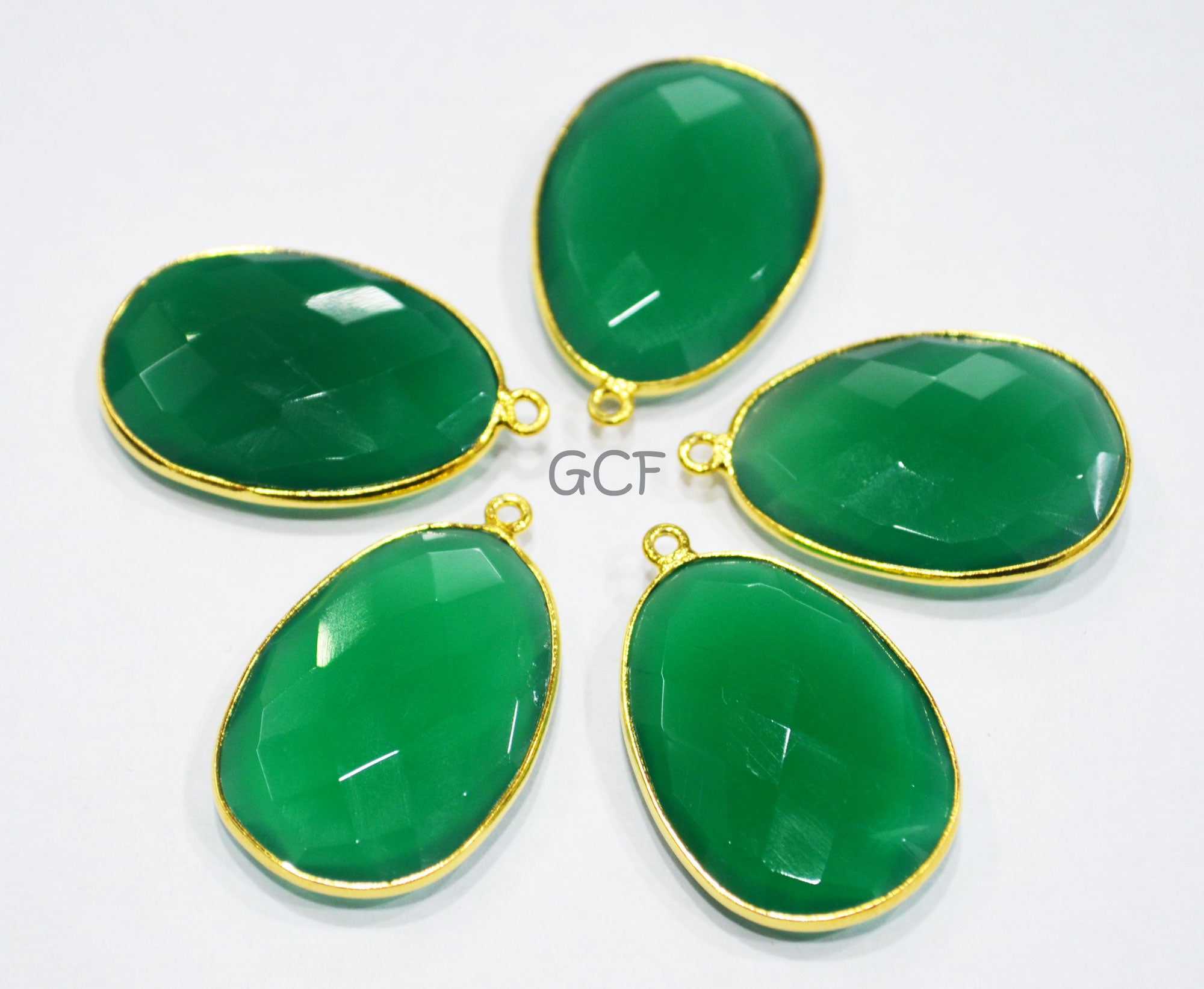 Green Onyx Faceted Egg Shape Single Bail Connector , Green Onyx Egg Shape Bezel Connector , Sold By Piece , 22x31 mm , RB-6912