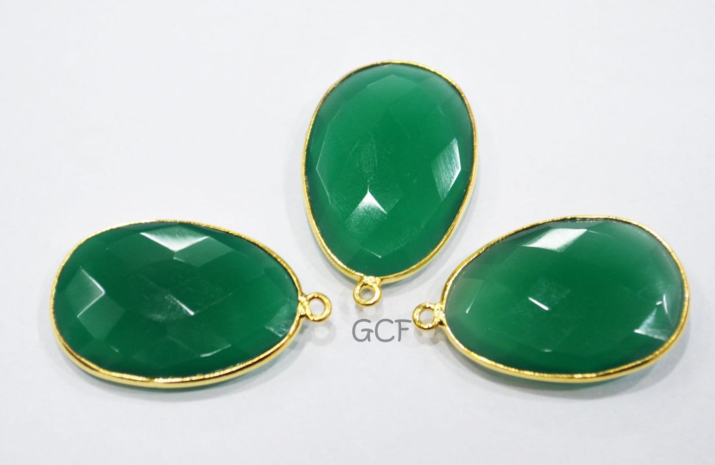 Green Onyx Faceted Egg Shape Single Bail Connector , Green Onyx Egg Shape Bezel Connector , Sold By Piece , 22x31 mm , RB-6912