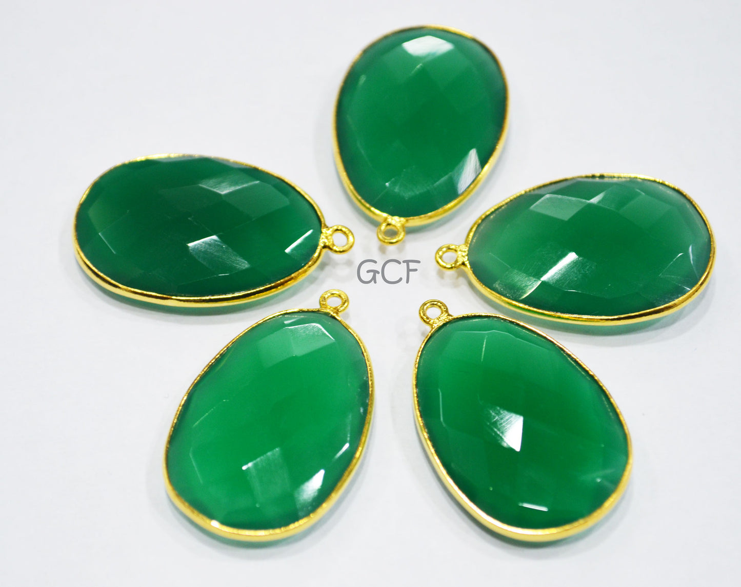 Green Onyx Faceted Egg Shape Single Bail Connector , Green Onyx Egg Shape Bezel Connector , Sold By Piece , 22x31 mm , RB-6912